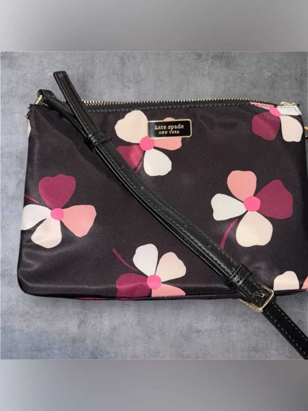 Kate Spade New York Floral Crossbody Bag – Black Multicolor | Excellent Cond